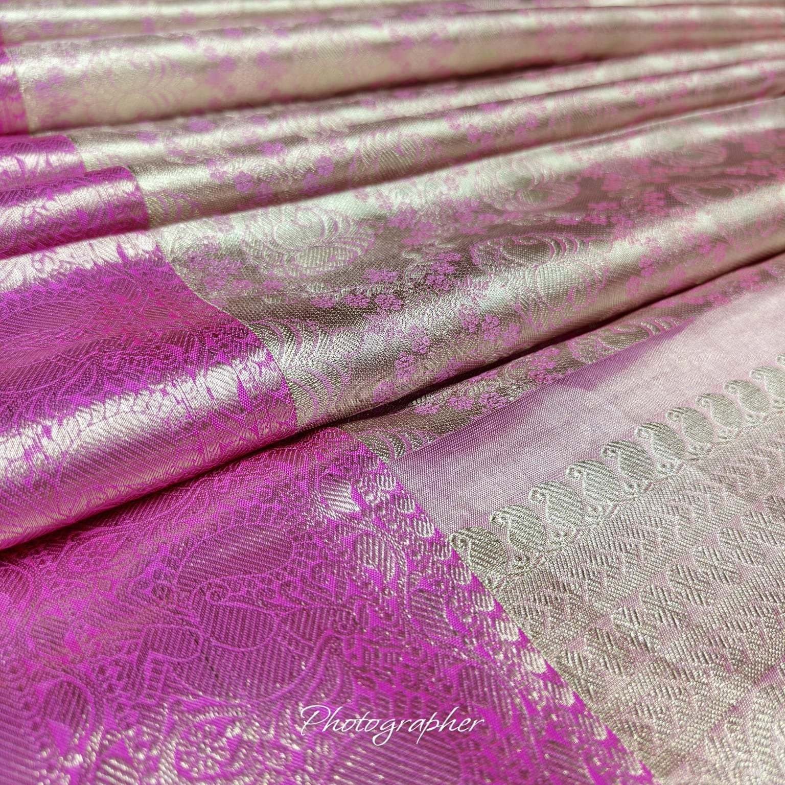 Pathani Lavendar Silk Saree - Image 3