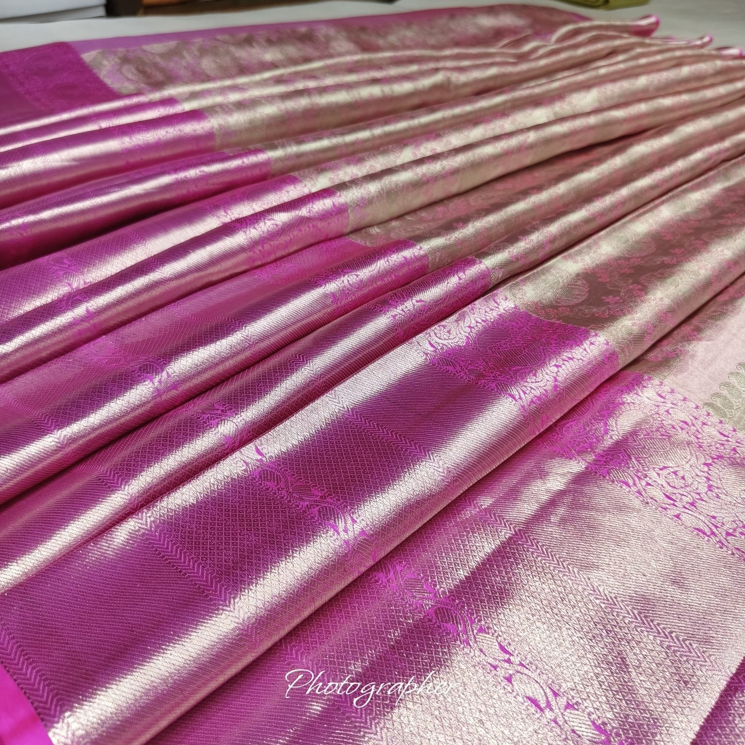 Pathani Lavendar Silk Saree - Image 2