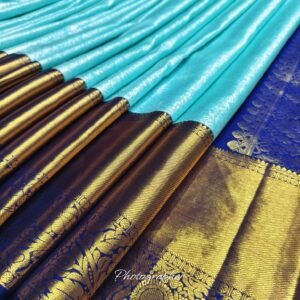 Pathani Sky blue SIlk Saree